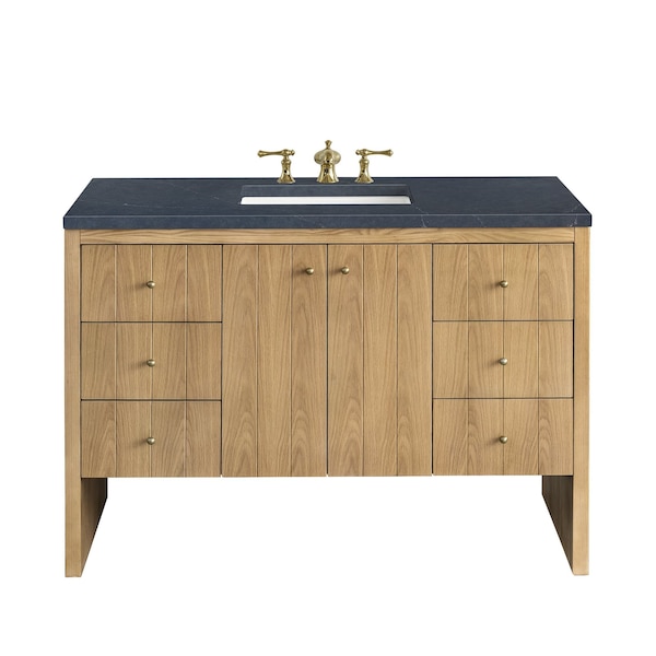 James Martin Vanities Hudson 48in Single Vanity, Light Natural Oak w/ 3 CM Charcoal Soapstone Top 435-V48-LNO-3CSP - main